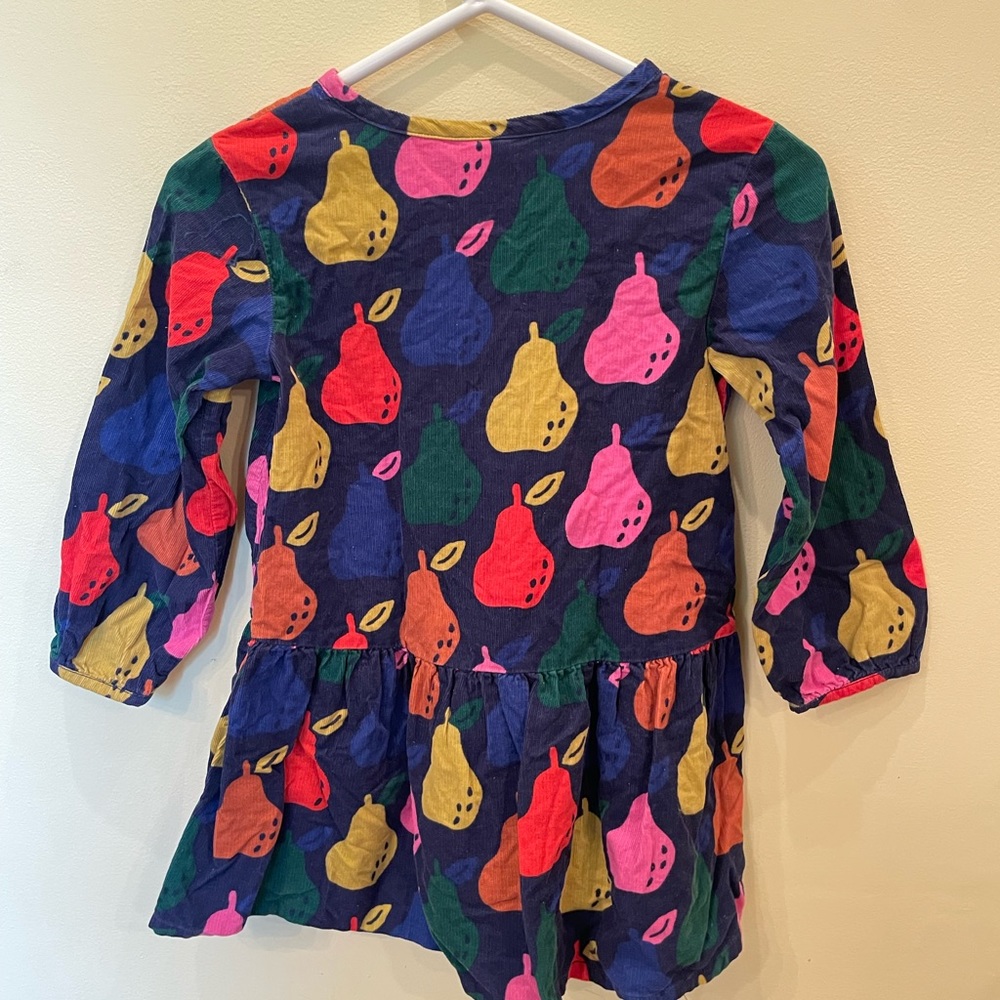 Corduroy girls dress with pear pattern and button down snaps - Picture 3 of 3